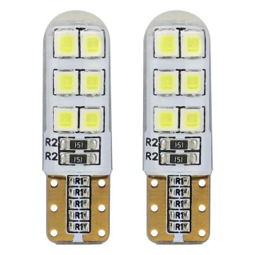 T10 - 2835 - 12 SMD - Wit - 12V - 2 stuks