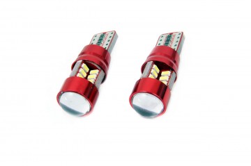 T10 - 3014 - 27 SMD - CANBUS - 12/24V - 2 stuks - met lens