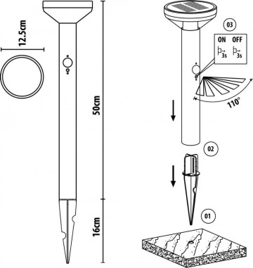Solar LED grondspot - 1.7 Watt - Neutraal wit - Met bewegingssensor