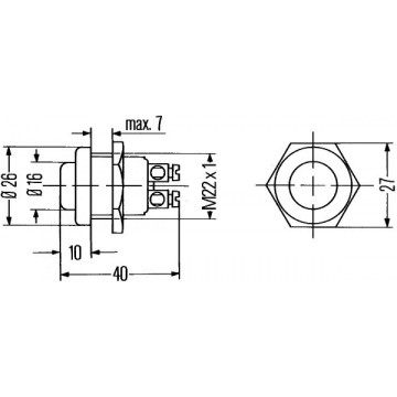 Contactschakelaar - 22mm - ON / OFF - 12V / 24V - Zwart 
