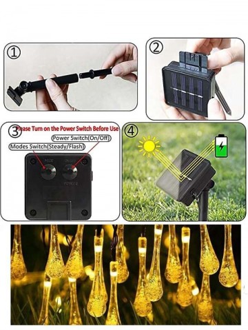 Kerst druppel ketting - 20 LEDs - Solar - 485cm