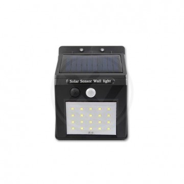 Solar LED Buitenlamp - 3 Watt - koud wit - 200 Lumen - Schemer + bewegingssensor