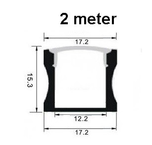 2 meter - 15mm hoog - LED Profiel - aluminium