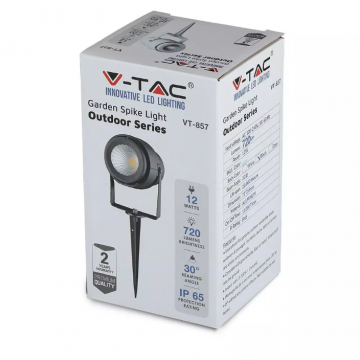 220 Volt - Tuinlamp - Warm wit - 12 Watt - Zwarte behuizing - Grond spot