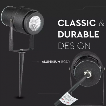 220 Volt - Tuinlamp - Warm wit - 12 Watt - Zwarte behuizing - Grond spot