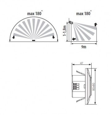 Microwave movement sensor - 180 graden - wand inbouw