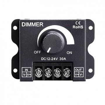 LED dimmer - Met draaiknop - 12 tot 24 Volt - 30A