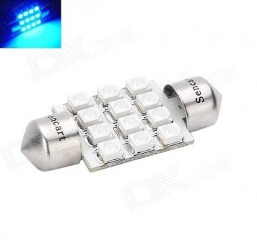 BLAUW 31mm 12 LED SMD auto interieur dome lamp