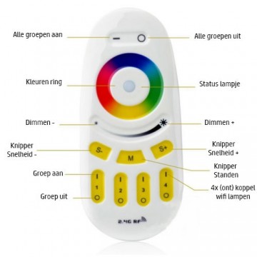 Afstandsbediening slimme verlichting - 4 groepen - RGB 2