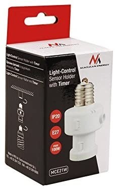 Schemer schakelaar + timer - E27 fitting - Wit