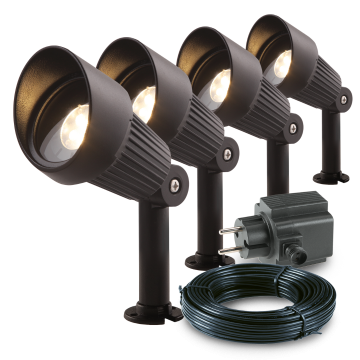 4x LED grond spot - 12V - 3 watt - complete set
