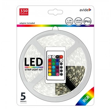 5 meter LED strip - IP65 waterproof - RGB - Complete set - Inkortbaar