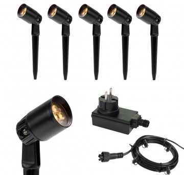 5x LED tuin lamp - 12V - 2 watt - basic - complete set