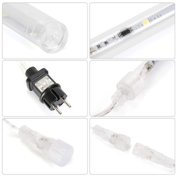 LED Meteoriet regenlichten - 360 LED ijspegels,10 spiralen - 50 cm tubes IP65