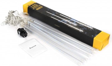 LED Meteoriet regenlichten - 360 LED ijspegels,10 spiralen - 50 cm tubes - Warm Wit