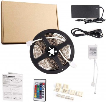 5 meter led strip - waterproof IP67 - RGB - Complete set - inkortbaar