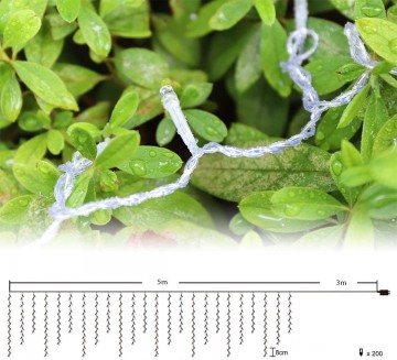 Led gordijn kerst - 5 meter - Koud wit - 200 leds