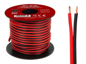 HQ luidsprekerkabel 2 x 0.75 mm zwart/rood op rol 25 meter