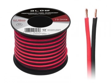 2 x 1.00 mm zwart/rood op rol 25 meter 2-aderige kabel voor ledstrips
