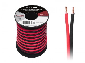 2 x 1.50 mm zwart/rood op rol 25 meter 2-aderige kabel voor ledstrips