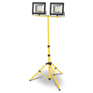 Dubbele LED straler op statief  - 2x20W - IP44 - grijs