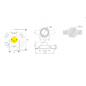 Power LED diode - Groen - 1W