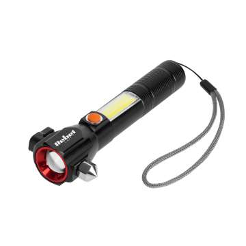 Oplaadbare LED zaklamp - 285 Lumen - Veiligheidshamer + mes