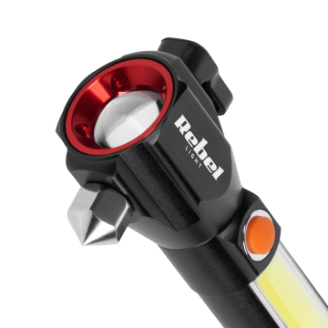 Oplaadbare LED zaklamp - 285 Lumen - Veiligheidshamer + mes