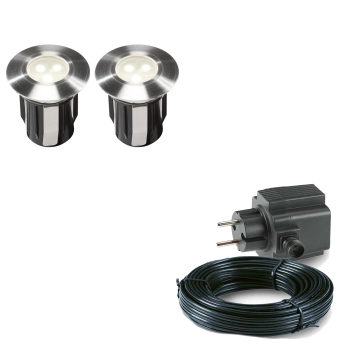 2x LED terras spot - 12V - 5 Watt - 42mm - Complete set