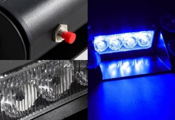 Blauw 8 LED Dashboard Strobe Flash zwaailicht 2