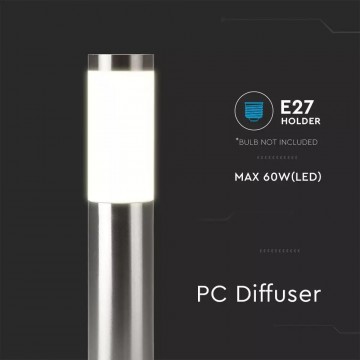LED buitenlamp - 45cm - RVS pilaar - BOLLARD E27