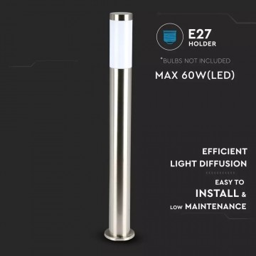 Bollard 80cm 4LED buitenlamp - 80cm - RVS pilaar - BOLLARD E27