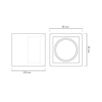 Opbouw spot GU10 - 96mm - Kunststof - Vierkant armatuur - Zwart