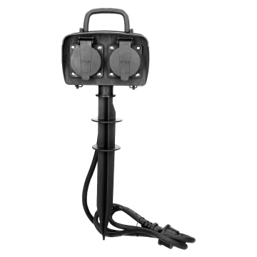 Duo stekkerdoos waterproof - 230V - Met prikpen en kabel