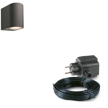 1x LED wand spot - 78mm - 4 Watt - Zwart - complete set