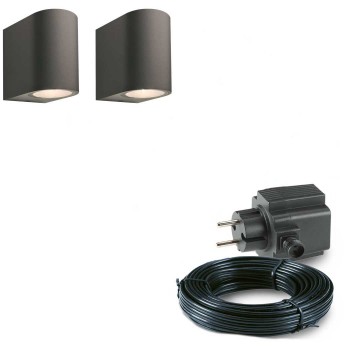 2x LED wand spot - 78mm - 4 Watt - Zwart - complete set