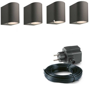 4x LED wand spot - 78mm - 4 Watt - Zwart - complete set