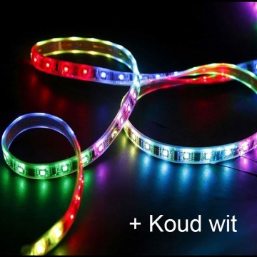 5 Meter - RGB + Koud wit - Slimme ledstrip + ontvanger