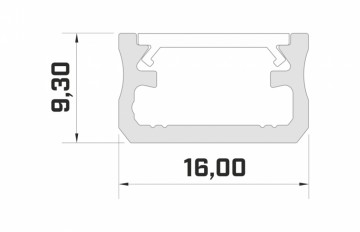 2 meter - 9,3x16mm DESIGN A ZWART - LED Profiel - aluminium
