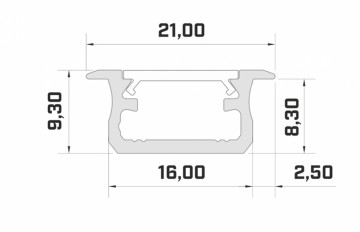 2 meter - Inbouw 9,3mm DESIGN B ZWART - LED Profiel - aluminium