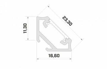 2 meter - 23mm HOEK DESIGN C ZWART - LED Profiel - aluminium