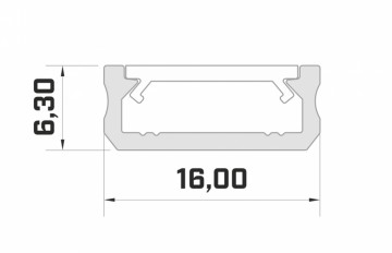 2 meter - 6.3x16mm DESIGN D ZWART - LED Profiel - aluminium