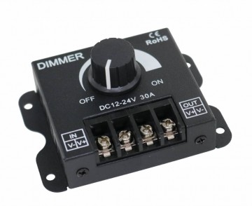 LED dimmer - Met draaiknop - 12 tot 24 Volt - 30A
