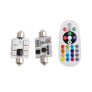RGB Dome LEDs - 40mm - 6SMD - Met afstandsbediening - 12V - 2 stuks