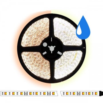5 meter CCT (Dual white) led strip DUAL LED - 60Leds/m - IP65 - 12V