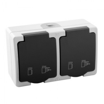 Dubbele stopcontact waterdicht   opbouw