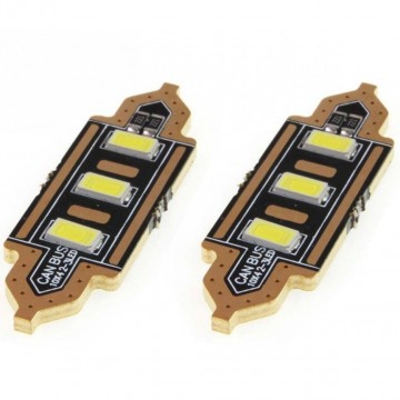 Dome - 3 LED - 5730 - 36mm - C5W(plat)- 2 stuks