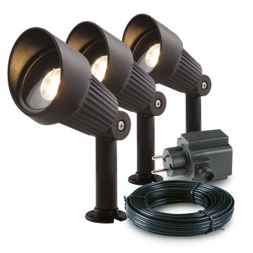 3x LED grond spot - 12V - 3 watt - complete set