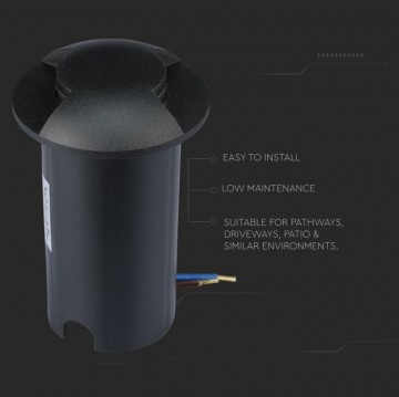 Grondspot 2 kanten - zwarte uitvoering - 12 Volt tuin verlichting - warm wit - IP67