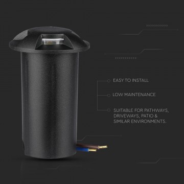 Grondspot 4 kanten - zwarte uitvoering - 12 Volt tuin verlichting - warm wit - IP67